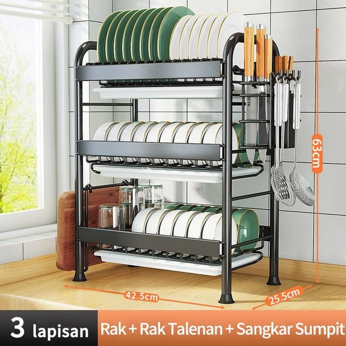 Rak pengering piring Rak dapur serbaa penyimpanan mangkuk Minimalis