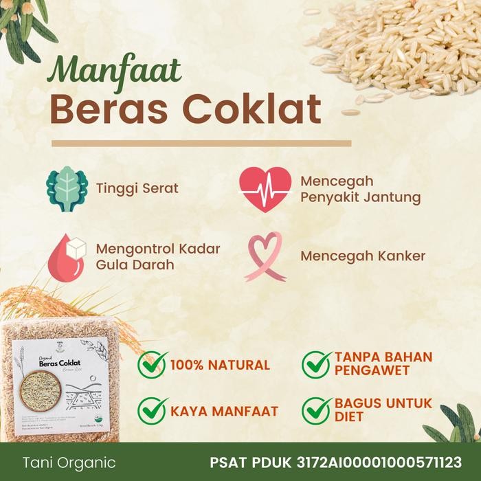

Glx Tani Organic Beras Coklat Pandan Wangi 1kg - Beras Coklat Organik