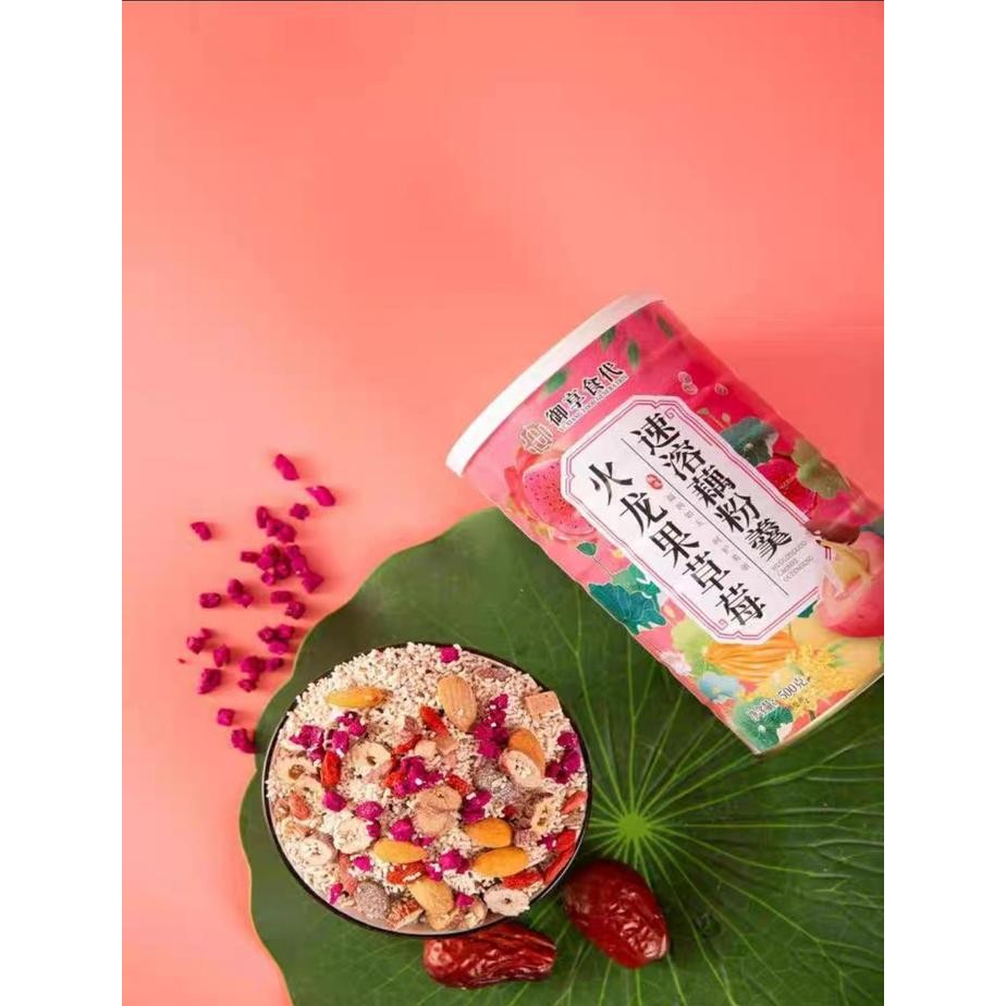 

Gdh OUFEN LOTUS ROOD varian rasa BUAH NAGA STRAWBERRY granola halal 500g