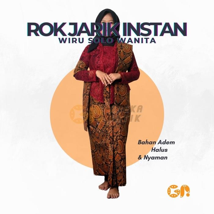 Rok Instan Jarik Wiru Solo Untuk Wanita Dewasa Bawahan Kebaya Pakaian Adat Jawa Motif Parang