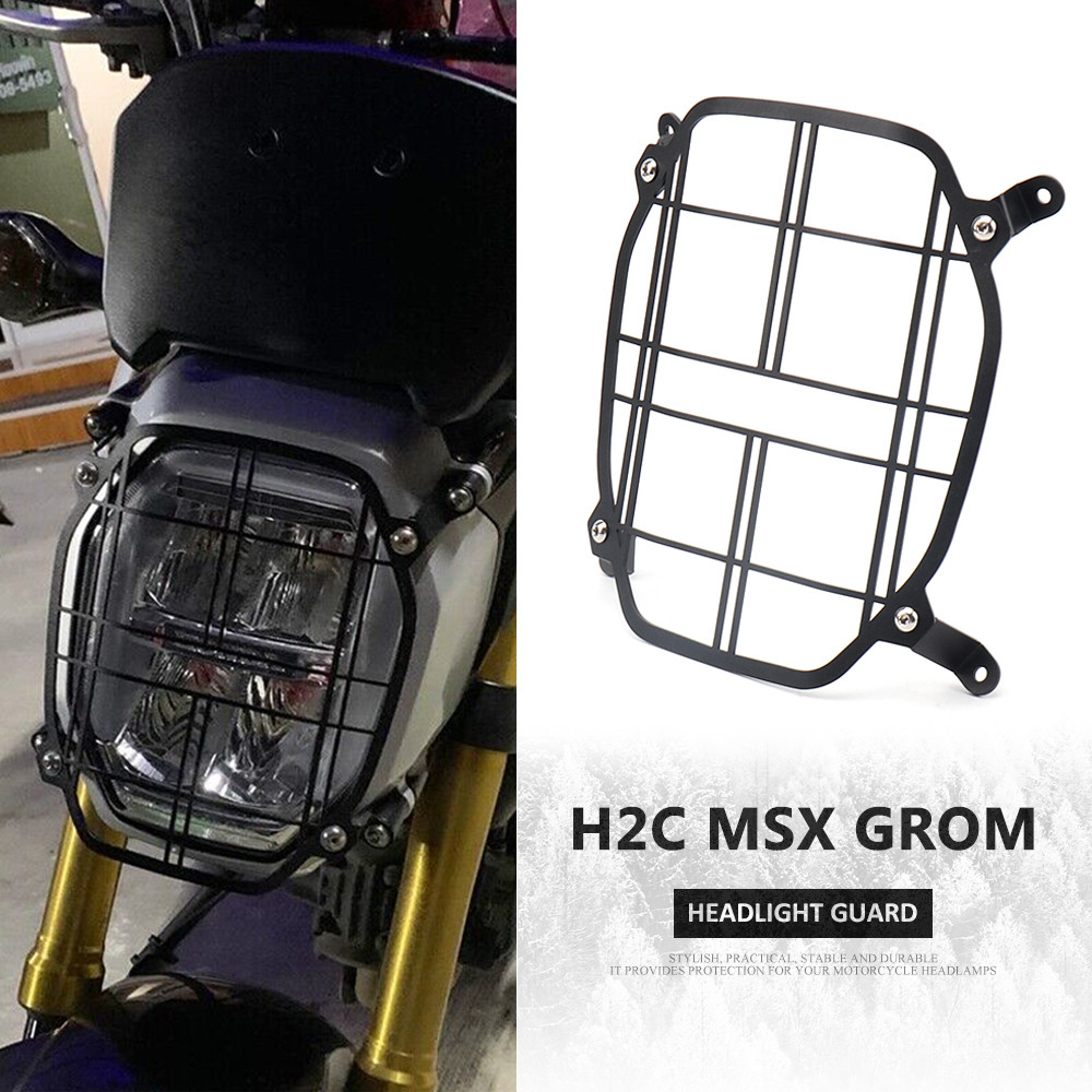 Motorcycle New Headlight Headlamp Grill Guard Cover Protector H2C Msx Grom Black Metal For HONDA H2C