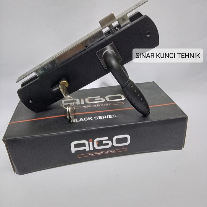 Kunci Pintu Rumah Besar Hitam 25 Cm / Handle Pintu Besar AIGO Komplit