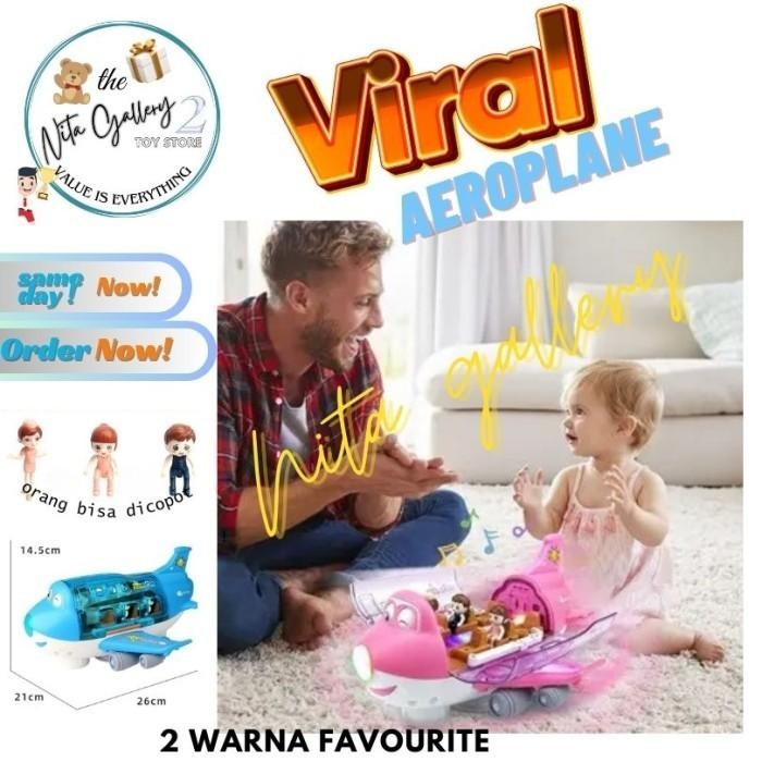 Mainan Anak PESAWAT AIRLINER Universal Pesawat Kartun Mata Bisa Gerak