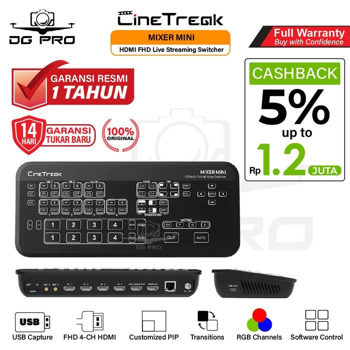 Cinetreak Mixer Mini HDMI FHD Video Streaming Switcher Resmi