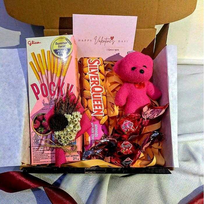 

New Hampers Snack Box Kado Pink Series paket bebas Request Ucapan Gift Sets Ulang Tahun Anniversarry