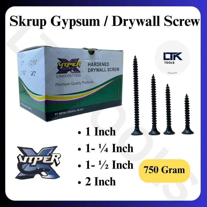 Sekrup Gypsum Baja/ Drywall Screw/ Sekrup Baja Hitam Viper *