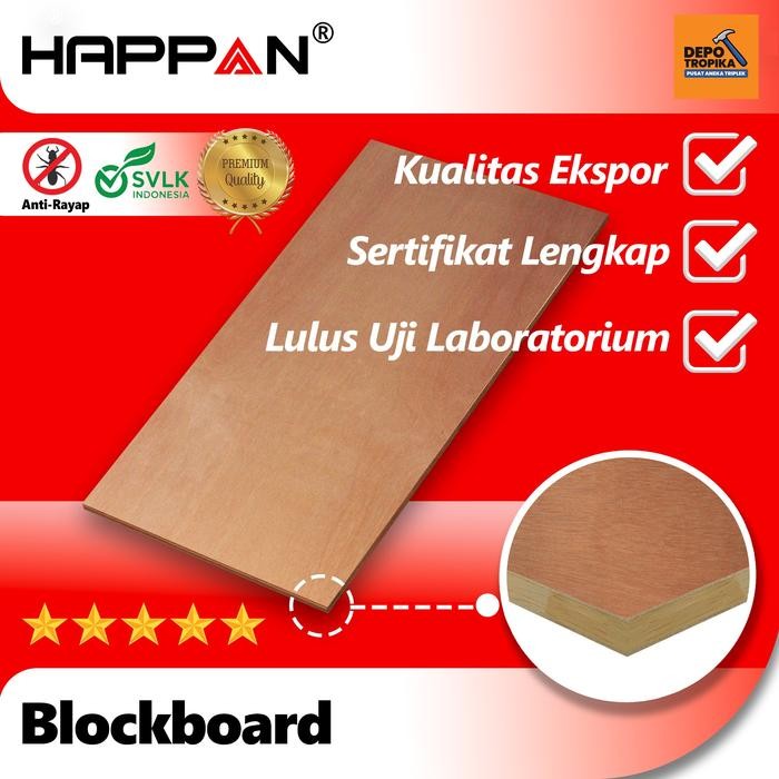 HAPPAN - Blockboard Blockboard Kuat Gigit Sekrup, Anti-Rayap *