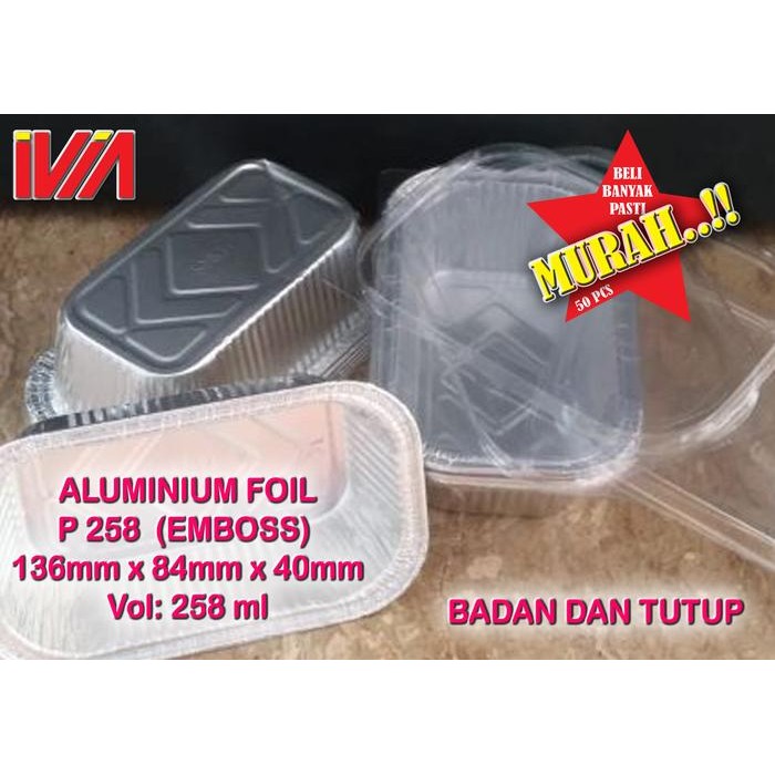 P 258 +LID Alu Foil Cup Aluminium Alumunium Pastel makaroni schotel
