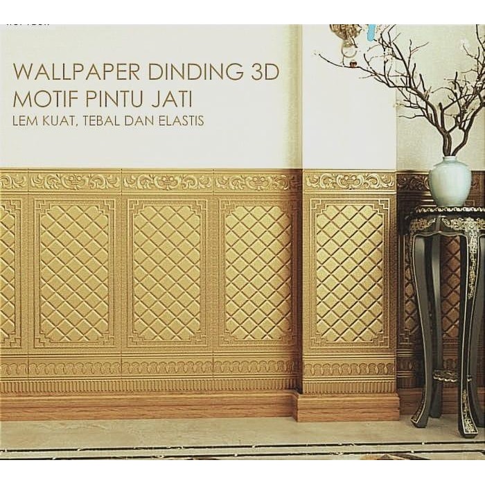 Wallpaper 3D Foam / Wallfoam Dinding 3D Brick Foam Motif Pintu Jati Kertas