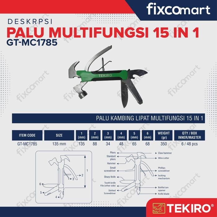 Tekiro Palu Multifungsi 15 in 1