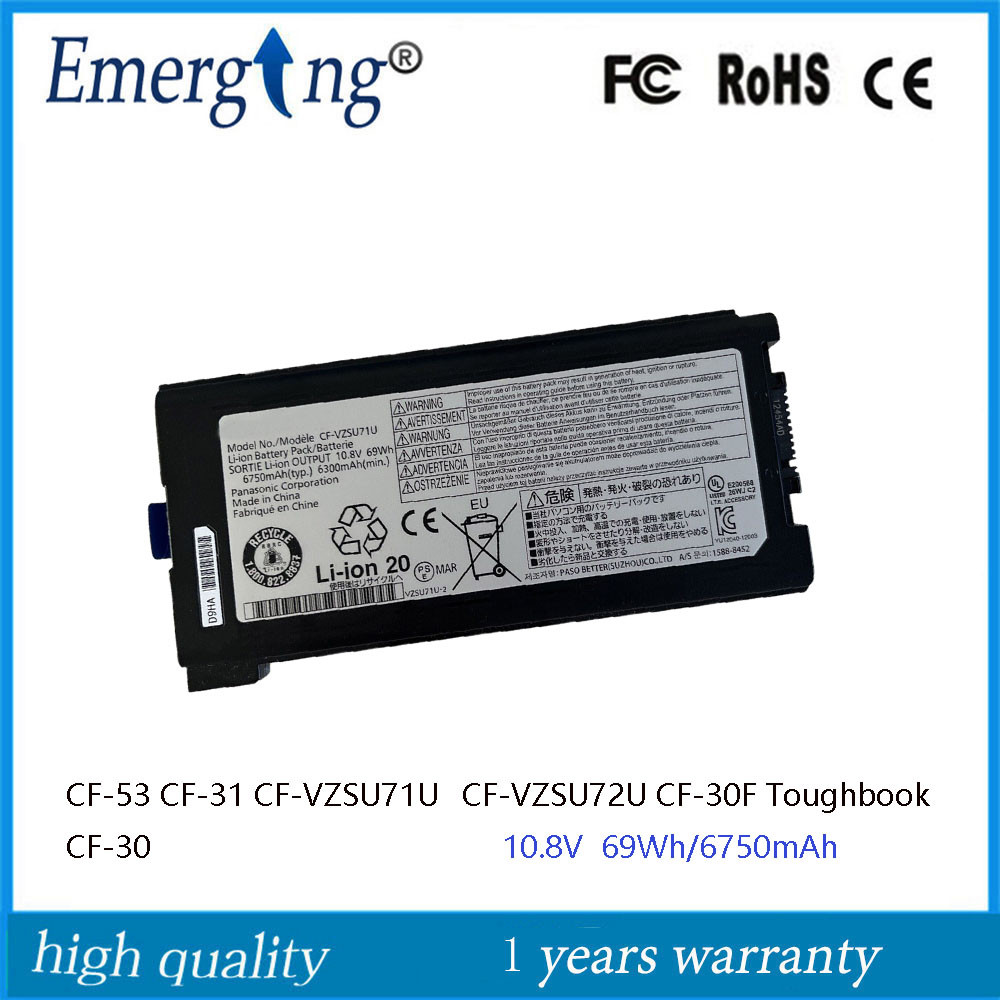 10.8V 69Wh CF-VZSU71U Laptop Battery for PANASONIC Toughbook CF-30 CF-30F  CF-30K CF-52 CF-53  CF-VZ