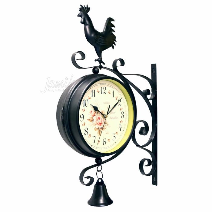 Jam Gantung Dua Sisi Ayam Jago / Jam Tempel