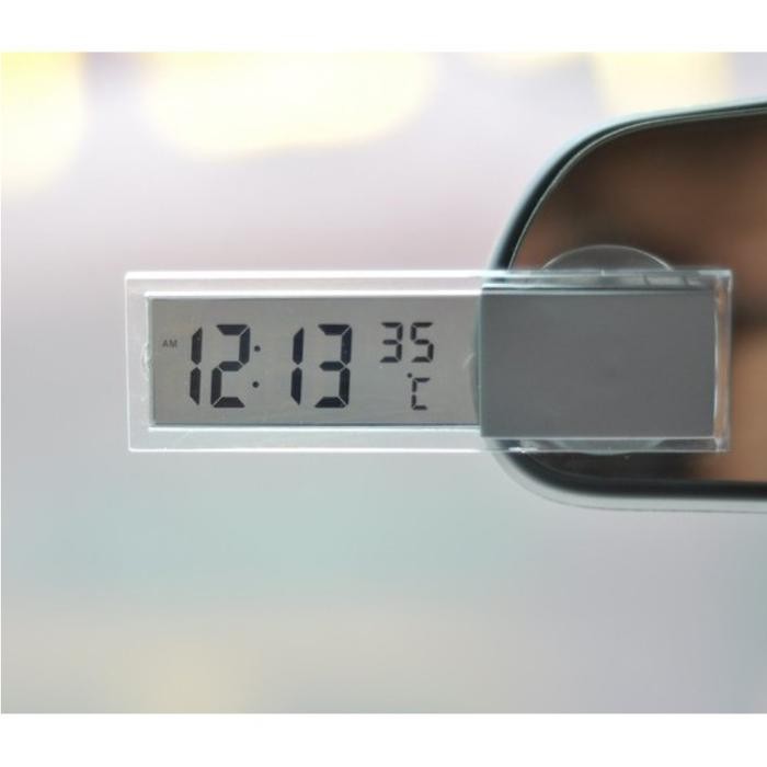 Jam Digital Clock Temperature Display Waktu Suhu Kabin Mobil Tempel Sp