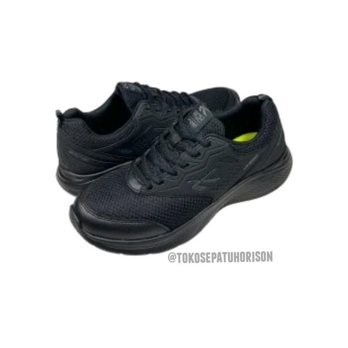 Spotec Lyons Full Black - Sepatu Lari Unisex - Sepatu Sekolah Hitam - Running Shoes