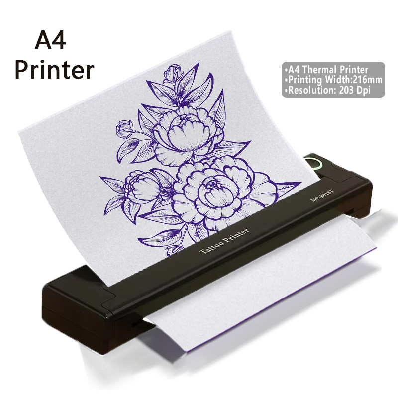 A4 Portable Wireless Tattoo Printer Mini Thermal Bluetooth Printer Pocket Printer Business A4 Paper