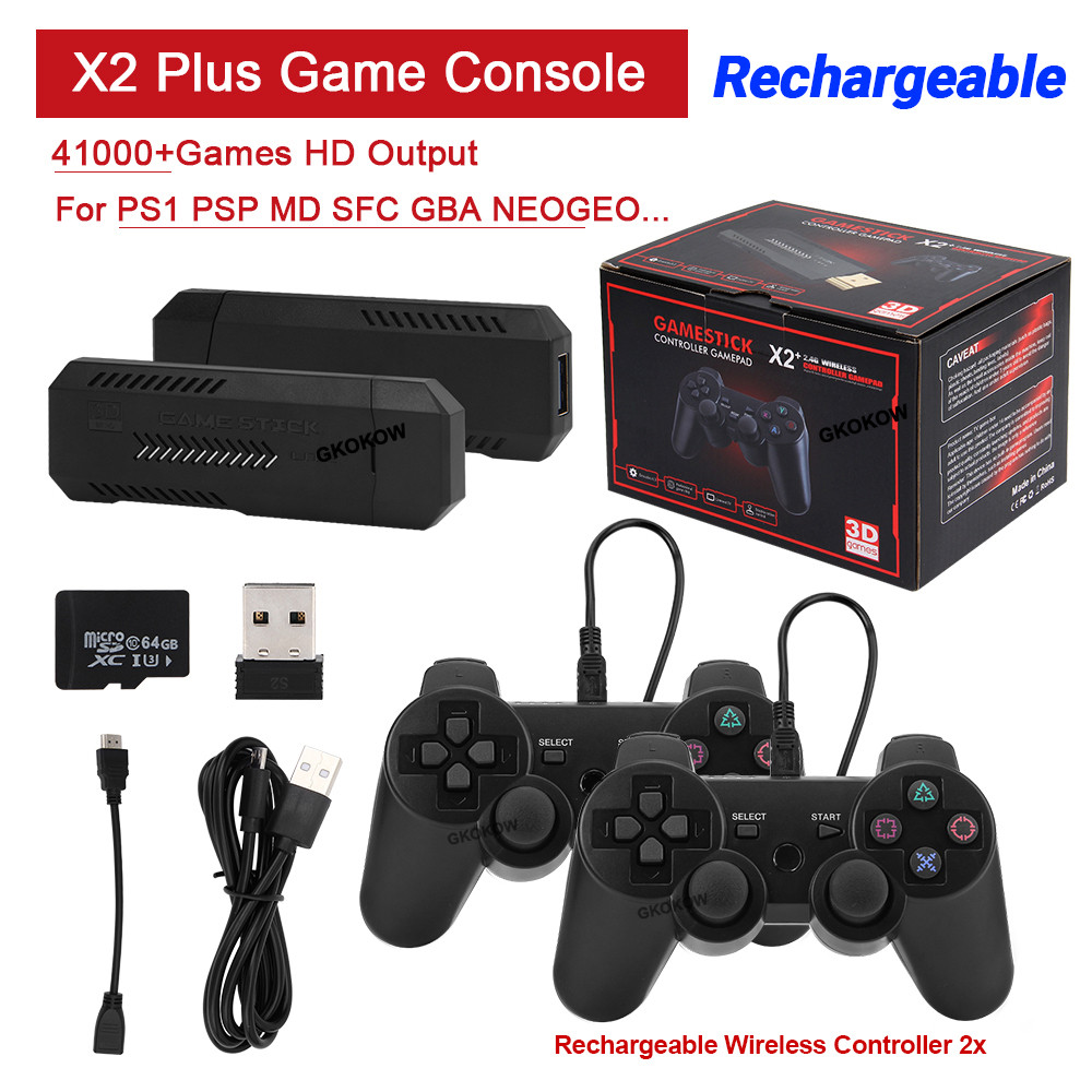 New Upgrade X2 PLUS Video GameStick Console 2.4G P3 Rechargeable Wireless Controller Retro Games for