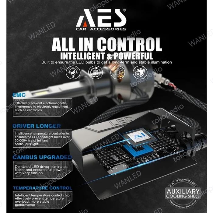 Berkualitas Lampu Headlamp H4 Aes Turbo P5 100 W Premium Quality Soket H4 Mobil