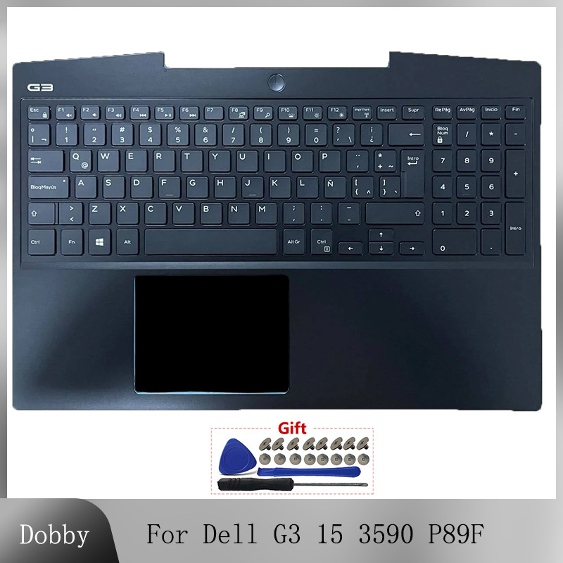 Original New Latin Keyboard For Dell G3 15 3590 P89F Laptop Palmrest Upper Cover Top Case with White