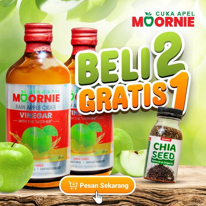 

Paket 2 BotolCuka Apel Moornie Bonus 1 Botol Chiaseed Cuka Apel Murni Cuka APEL With Mother Original