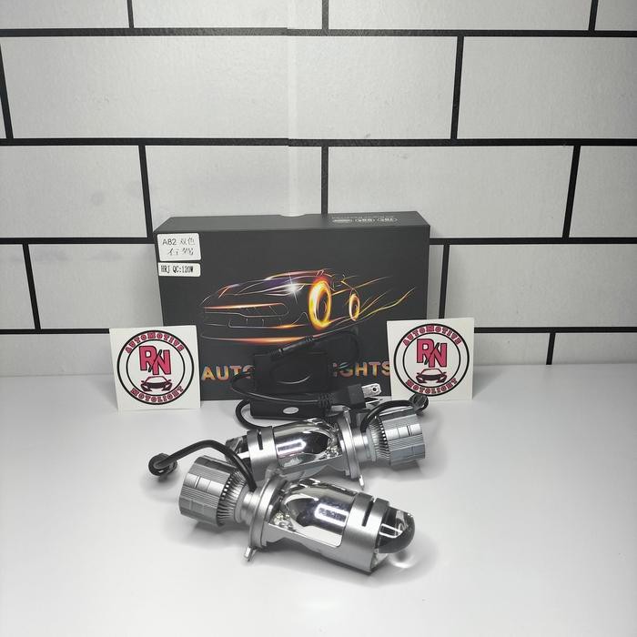 Terlaris Lampu Headlamp Mini Projie Led H4 2 Warna Putih Kuning Untuk Motor & Mobil