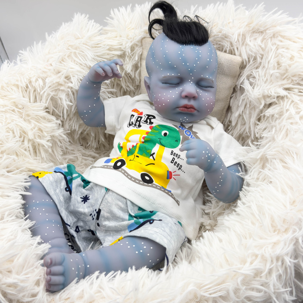 NPK 19inch Avatar Loulou Lifelike Reborn Baby Doll Collectible Art Doll Soft Silicone Bebe Doll