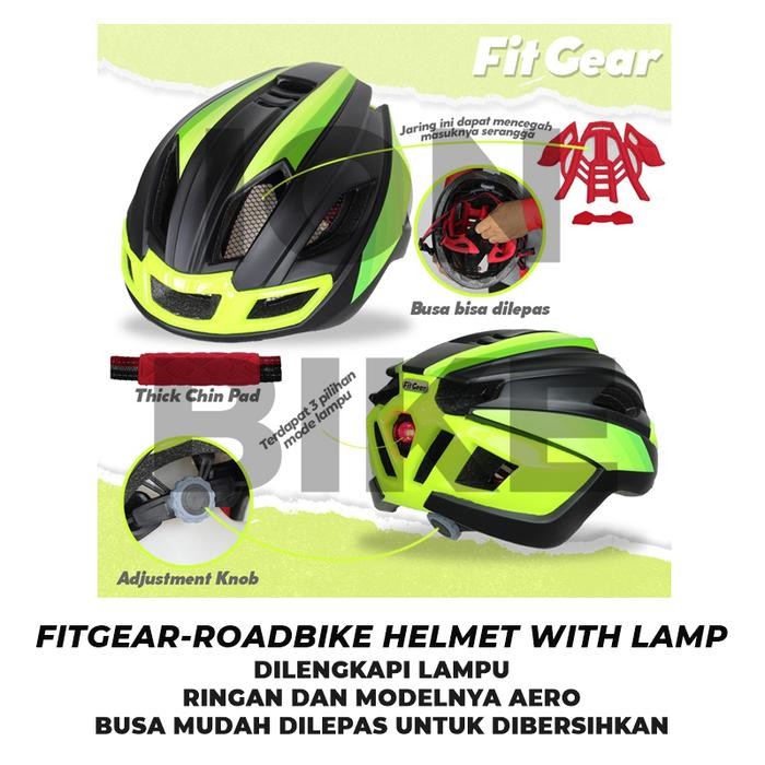 Helm Roadbike Fitgear With Lamp Aero Ringan Murah Sepeda Balap