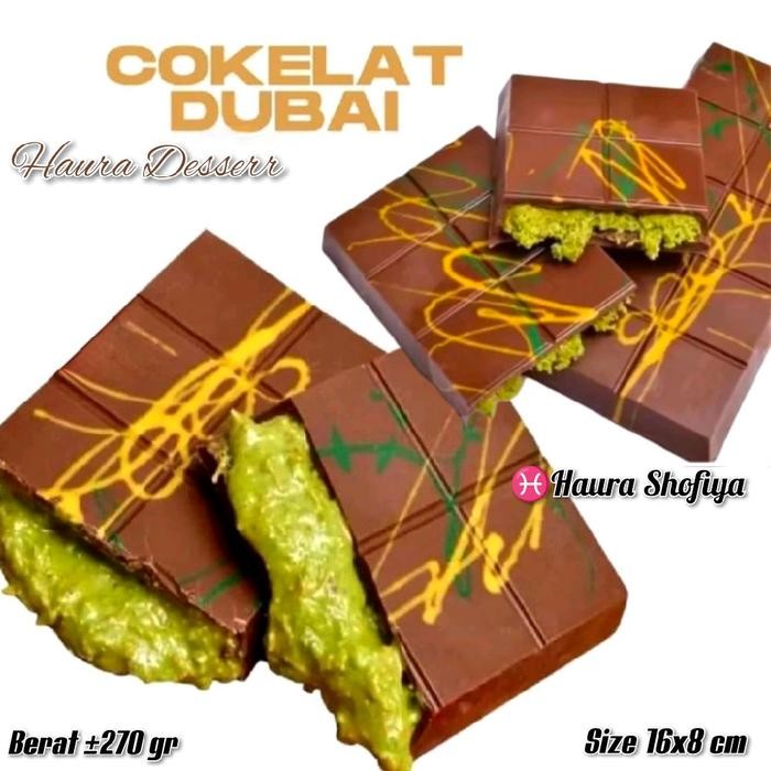

(100% Halal) Chocolate Dubai Original Crispy "PISTACHIO KUNAFE" Berat 270 gr Size 16x8 , Coklat