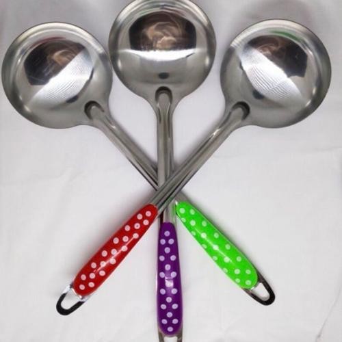 irus / sendok sayur gagang polkadot tebal