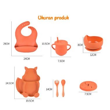 8 IN 1 TEMPAT MAKAN BAYI SILICONE SER - SET MAKAN BAYI - HAMPERS BAYI - HAMPERS NEWBORN HADIAH