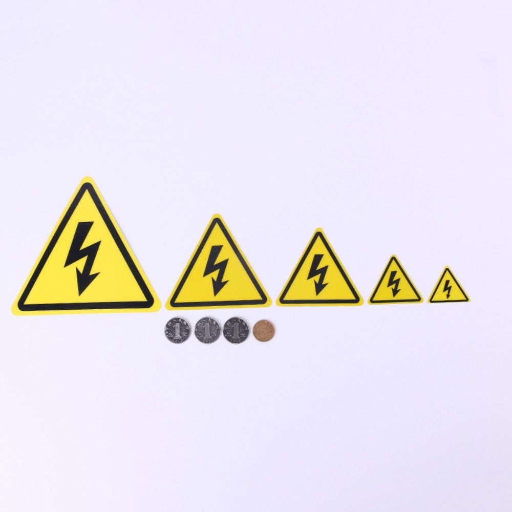 

5Pcs PVC Warning Sticker Electrical Shock Hazard Adhesive Labels 3.6/5/8/10/15cm Yellow Danger