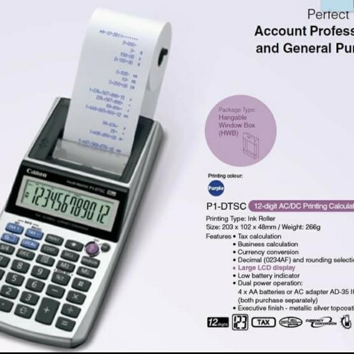 

kalkulator kasir canon p1 dtc - printing calculator / printer struk p1 kode 1001