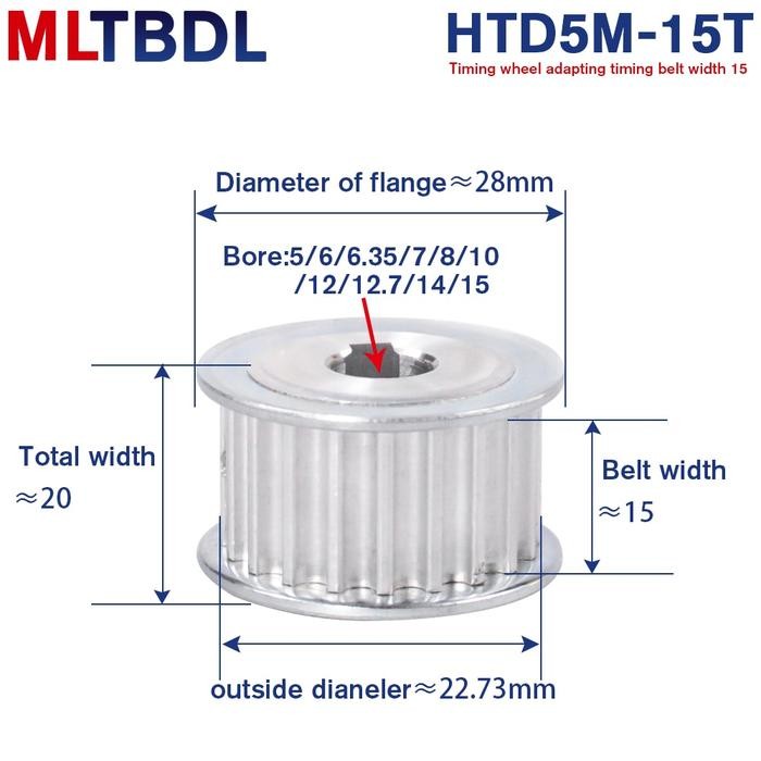 HTD 5M 15T Timing Pulley 15Teeth 5M-15T 16mm Width Toothed Belt