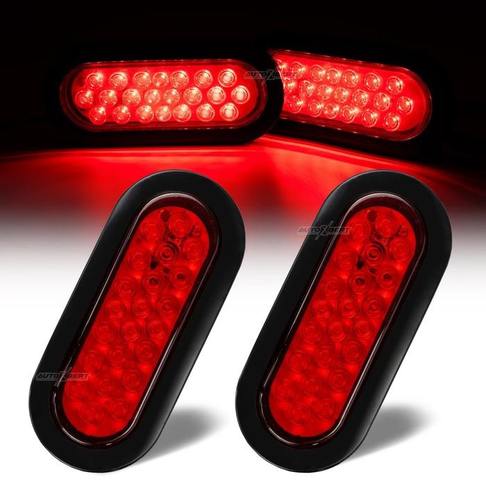 2X Trailer Truck Boat Bus Red LED 6Inch Oval Stop Tail Brake Light