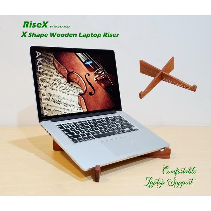 Dudukan Laptop Kayu / Tatakan Laptop Stand / Alas Laptop - [RiseX]
