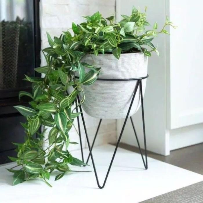 Tinggi 50CM / Standing Pot Bunga Model V / Dudukan Pot Besi