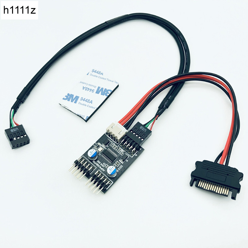 9Pin USB Header 1 to 2 Card Board Desktop 9-Pin USB HUB USB2.0 9pin Connector Adapter 30cm USB 9Pin
