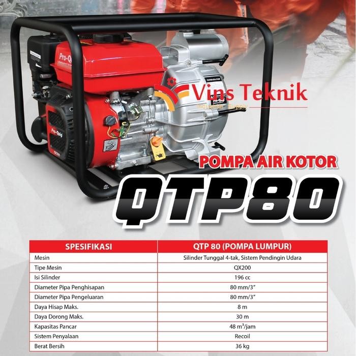 Laris!!! Mesin Pompa Air Bensin Pompa Irigasi Pompa Air Kotor Proquip Qtp80