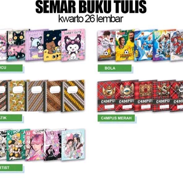 

BUKU TULIS SEMAR 26 LEMBAR 1 PAK ISI 10 PCS