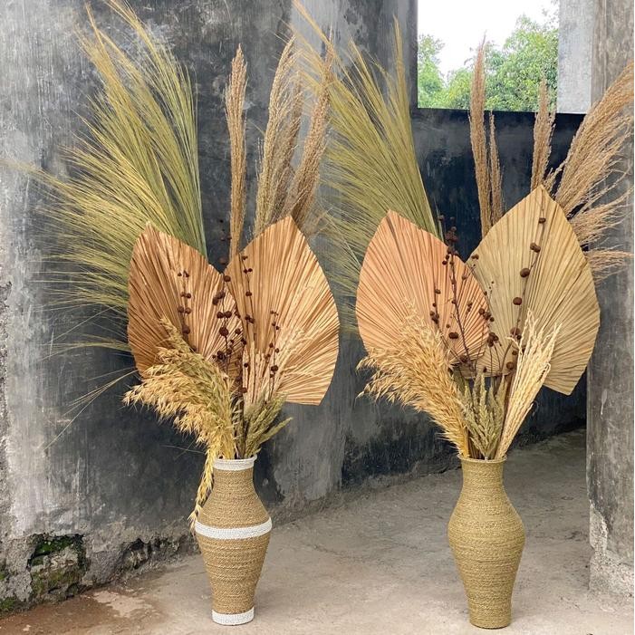 PAKET BUNGA KERING HIASAN SUDUT RUANGAN + GUCI 40CM