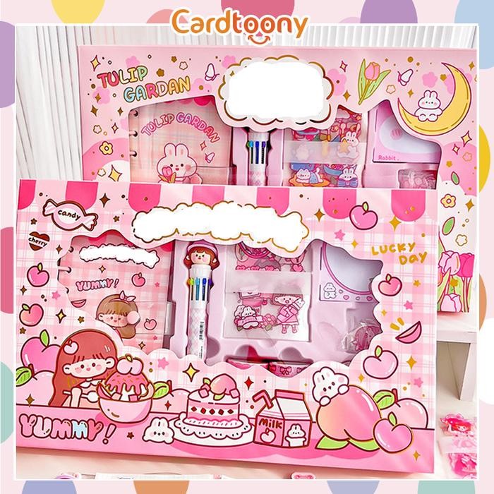 

Paket Jurnal Set Diary / Journal kit / Paket set agenda/ Buku catatan set lucu pulpen stiker washi