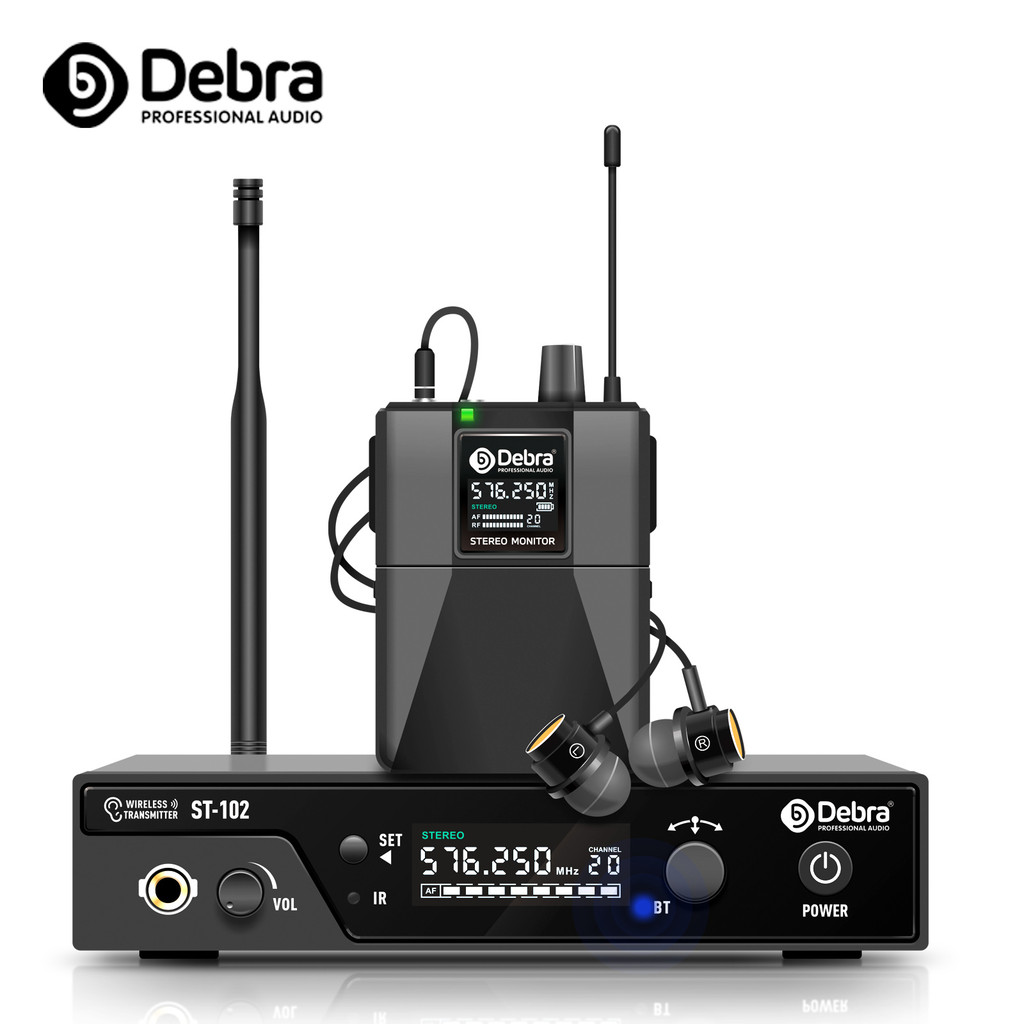 Debra ST-102 Stereo Wireless In-Ear Monitor System with Bluetooth 5.0 UHF for Distance 80-300m for