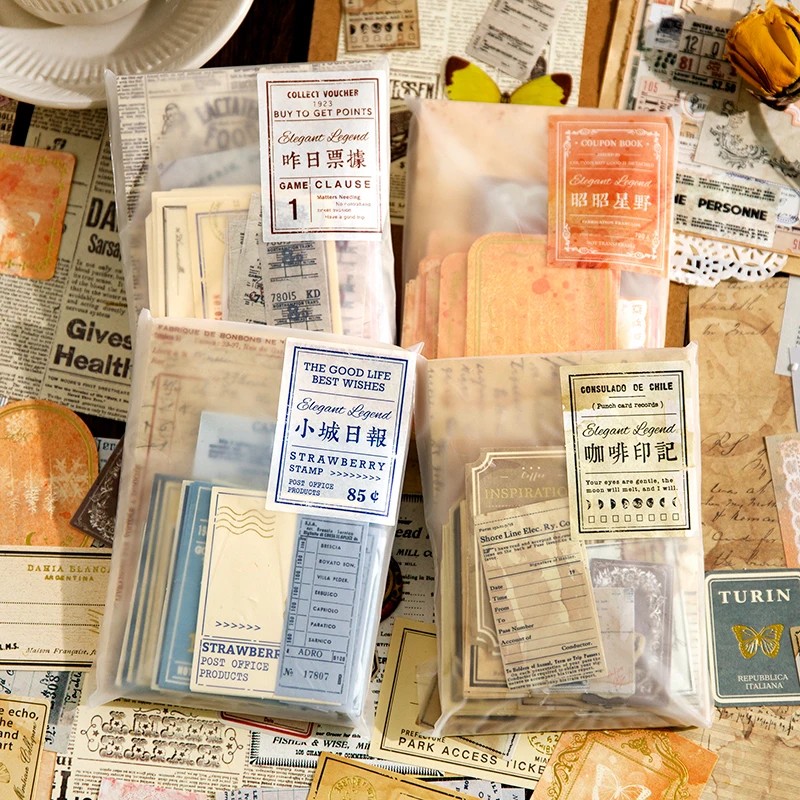

Journamm 100pcs/pack Vintage Memo Paper Kit DIY Scrapbooking School Supplies Junk Journal Collage