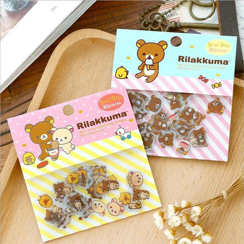 

80 Pcs/lot Cute Rilakkuma Mini Paper Stickerbag Diy Diary Planner Decoration Sticker Album