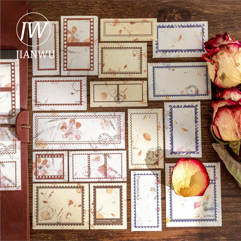 

JIANWU 30 Sheets Retro Border Collection Series Vintage Label Collage Material Paper Creative DIY