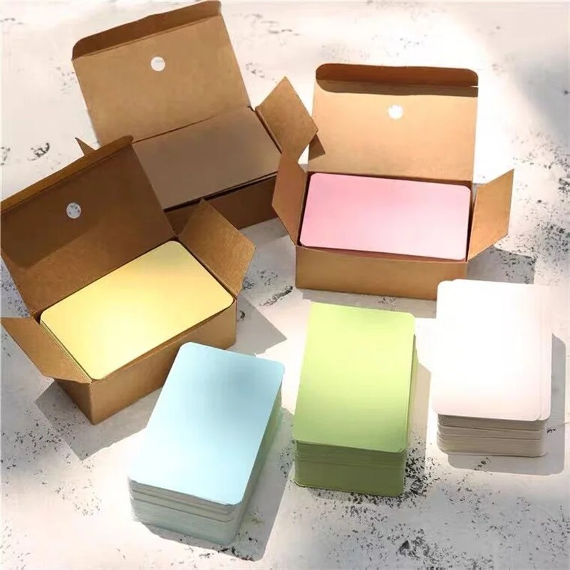 

100pcs/box Kraft Paper Card Color Blank Business Card Message Thank You Card Writing Card Label
