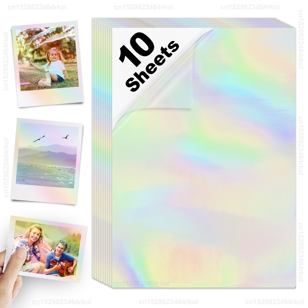 

10 Sheets Cold Laminated Film A4 Paper Sticker Transparent Holographic Laminating Film Sheets