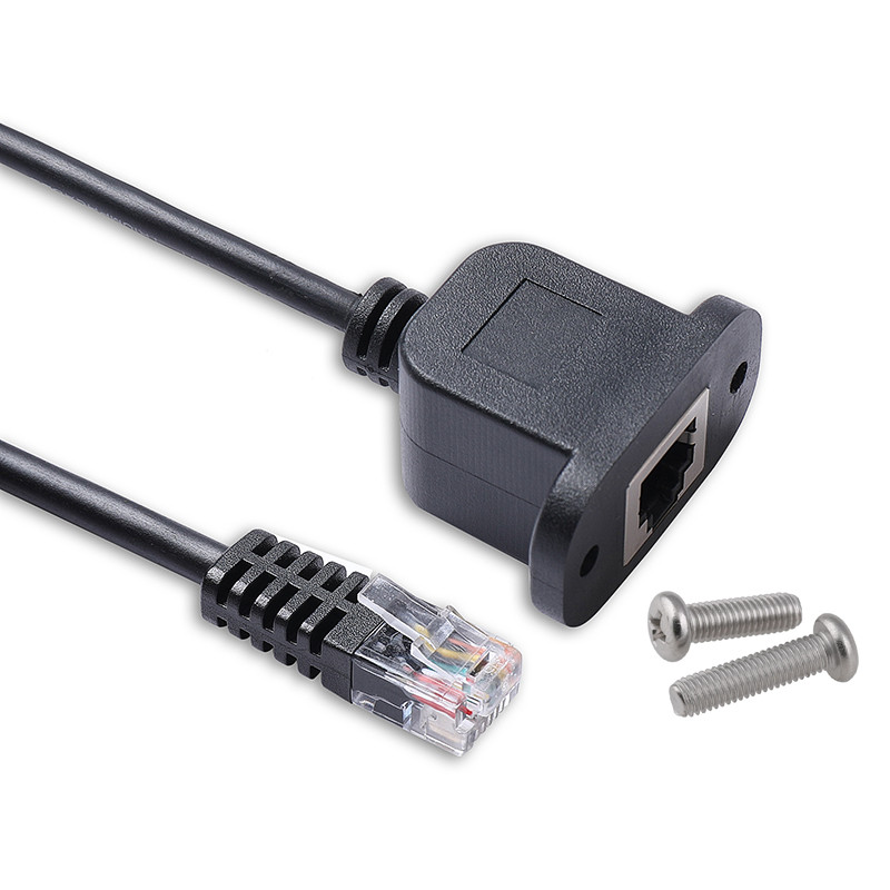 

RJ11 RJ12 6P6C Female Panel Mount to 6P6C Male Extension Cable