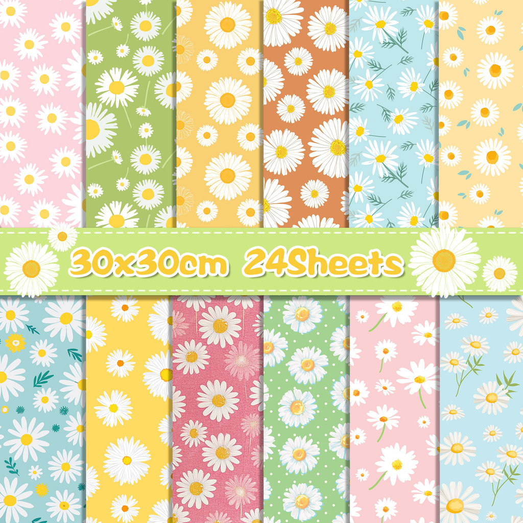 

24pcs 30*30cm Colorful Daisy Scrapbook Craft Paper DIY Craft Art Background Paper Origami Card