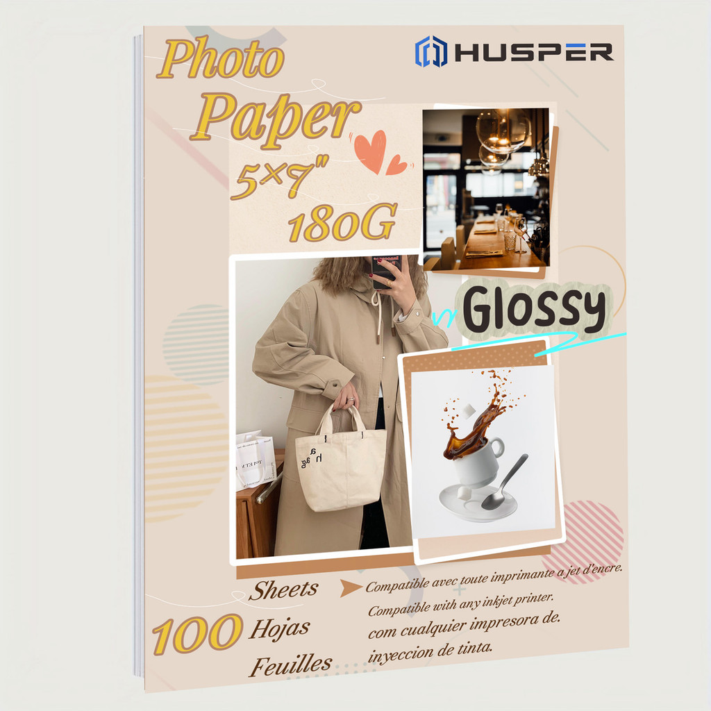 

HUSPER 57 inch 180G 100 Sheets Inkjet High glossy photo graphie paper