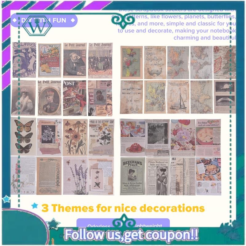 

Upgraded 600 Pieces Vintage Stickers Journaling Paper Antique Scrapbooking Journaling Paper